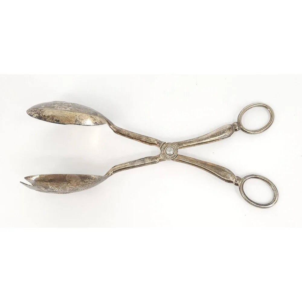 VTG Italy Silverplated Scissor Salad Tongs 8.5